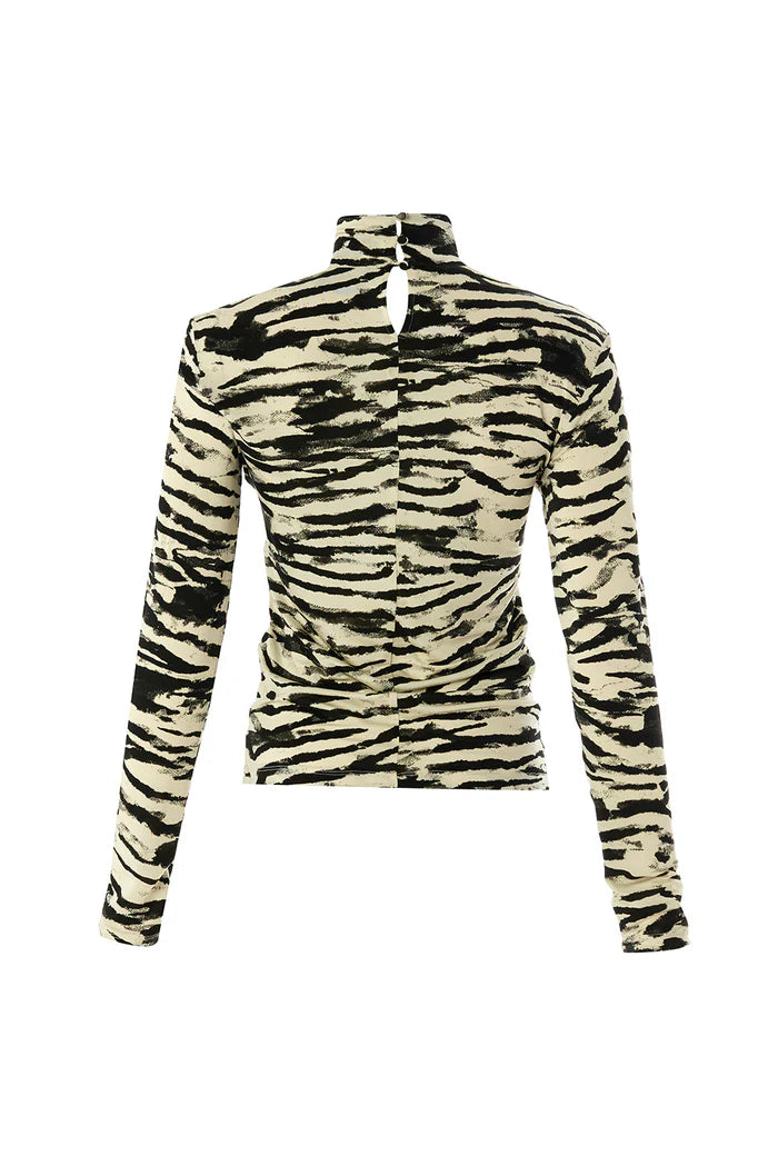 Laylani Zebra Print Top in black/beige by Exquise
