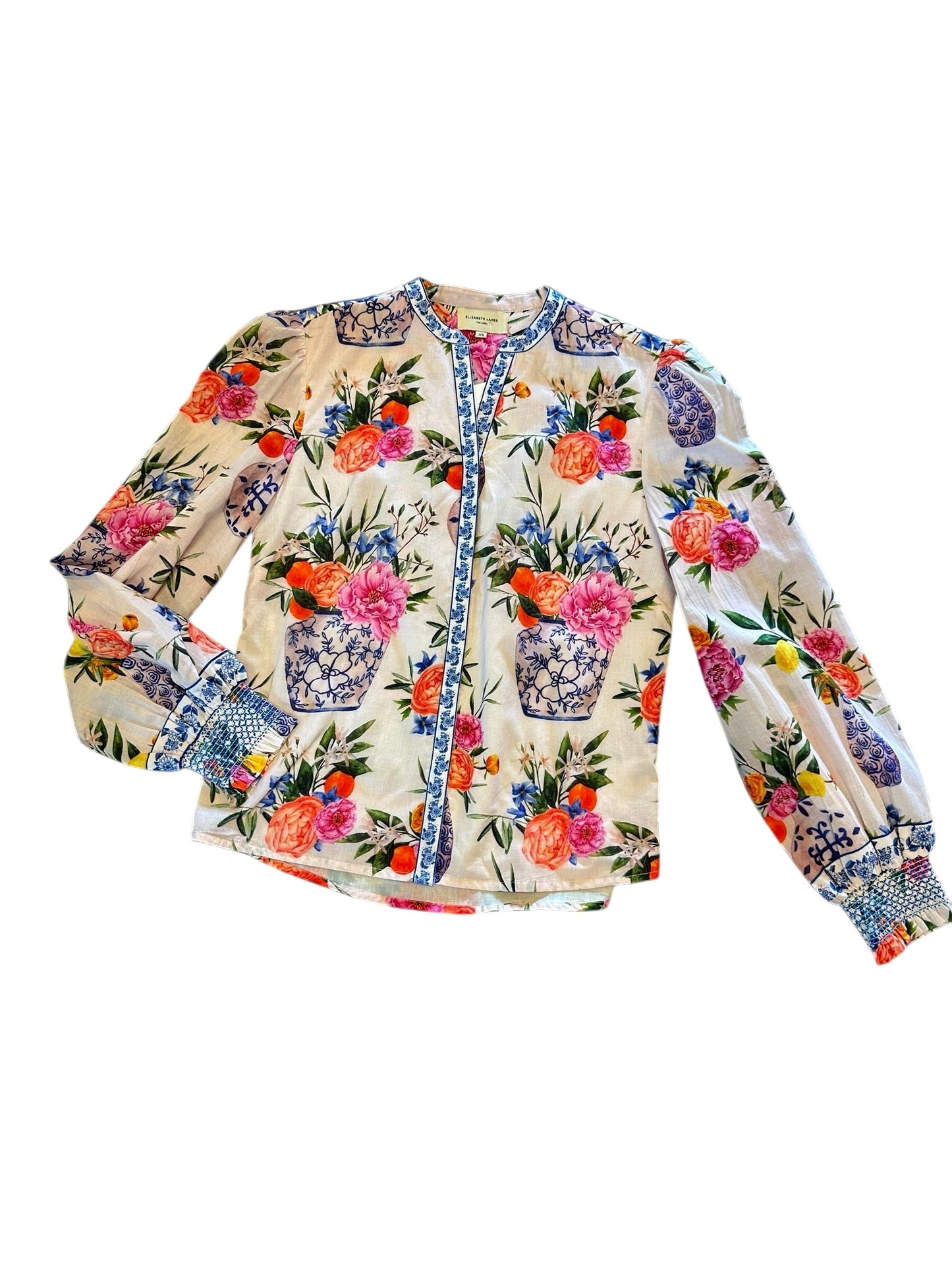 Emily Printed Top in ivory ginger jars by Elizabeth James