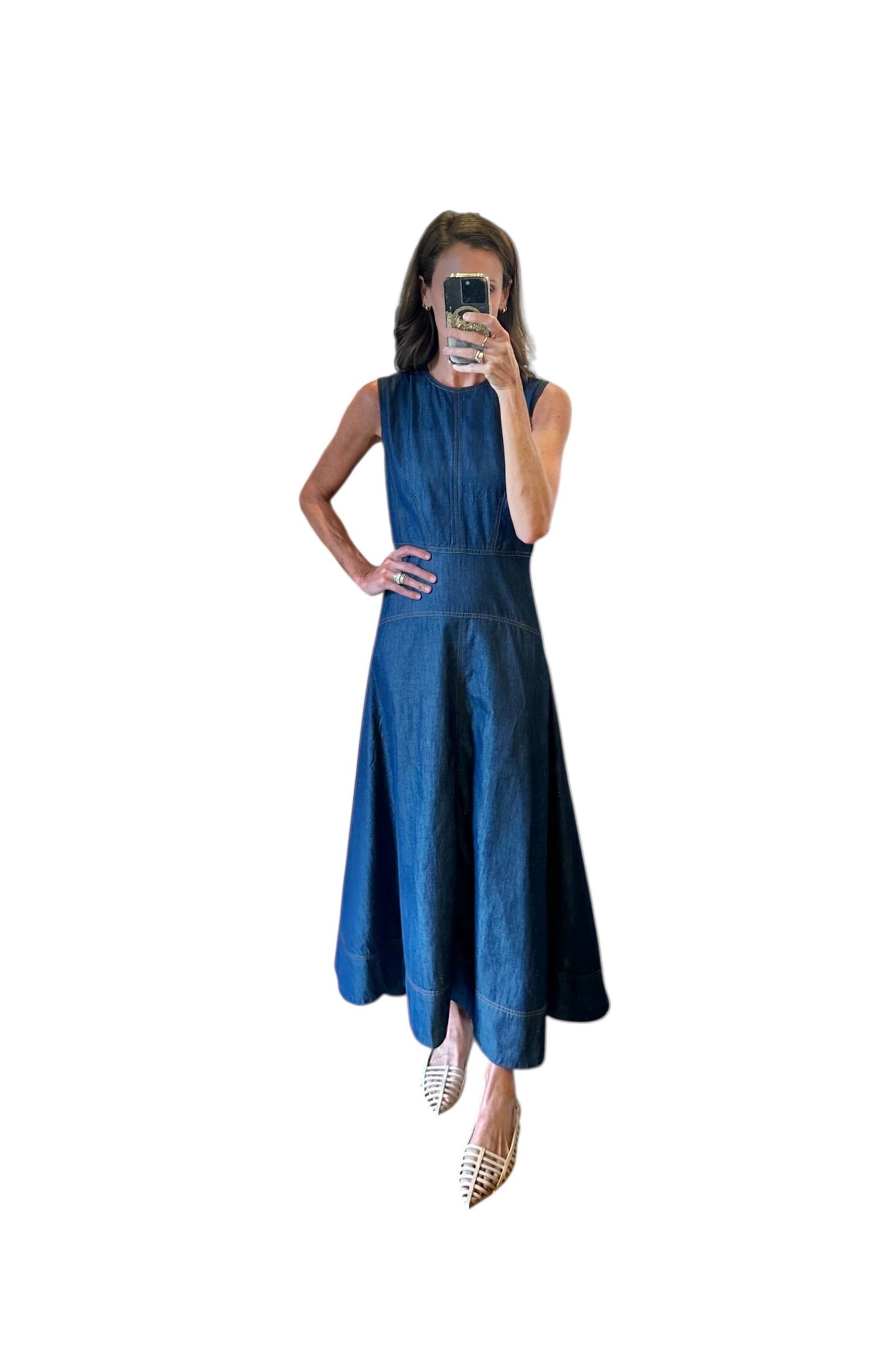 Claire Dress in solid denim by Elizabeth James