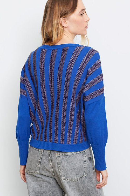 Makalu Patterned Sweater in blue/black by Aldo Martins