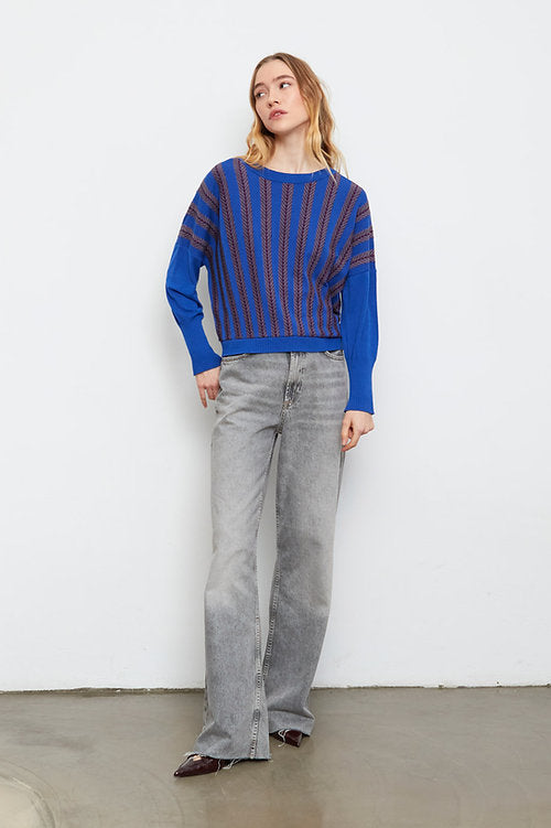 Makalu Patterned Sweater in blue/black by Aldo Martins