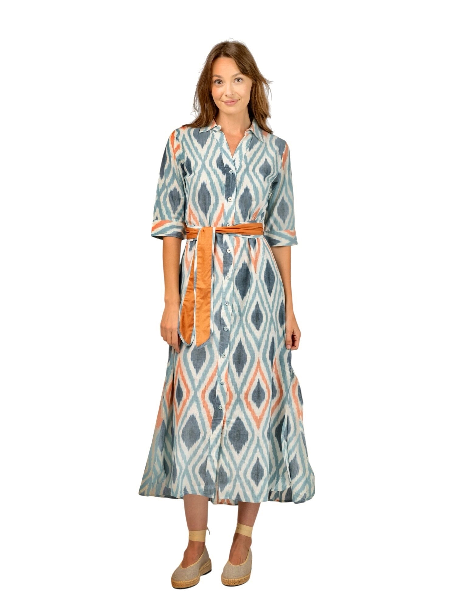 Eloise Sundown Ikat Dress in blue by Beau & Ro L