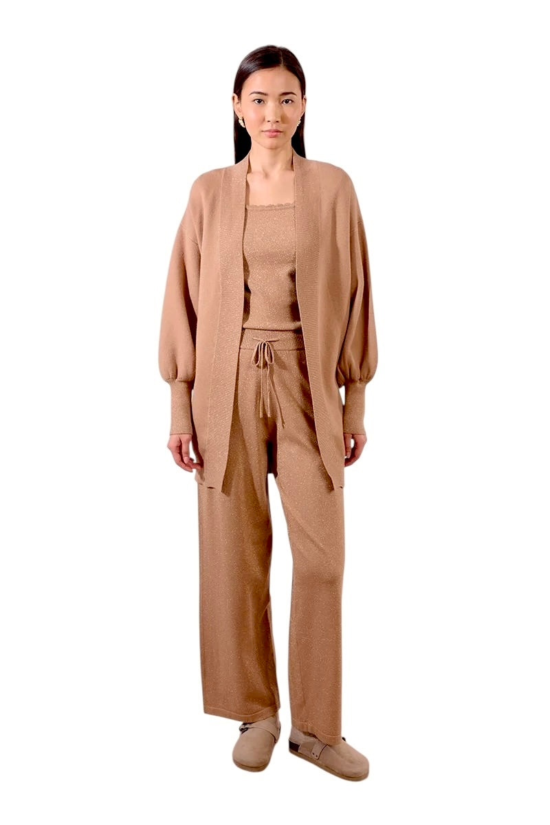 Open Cardigan in golden beige by Molly Bracken