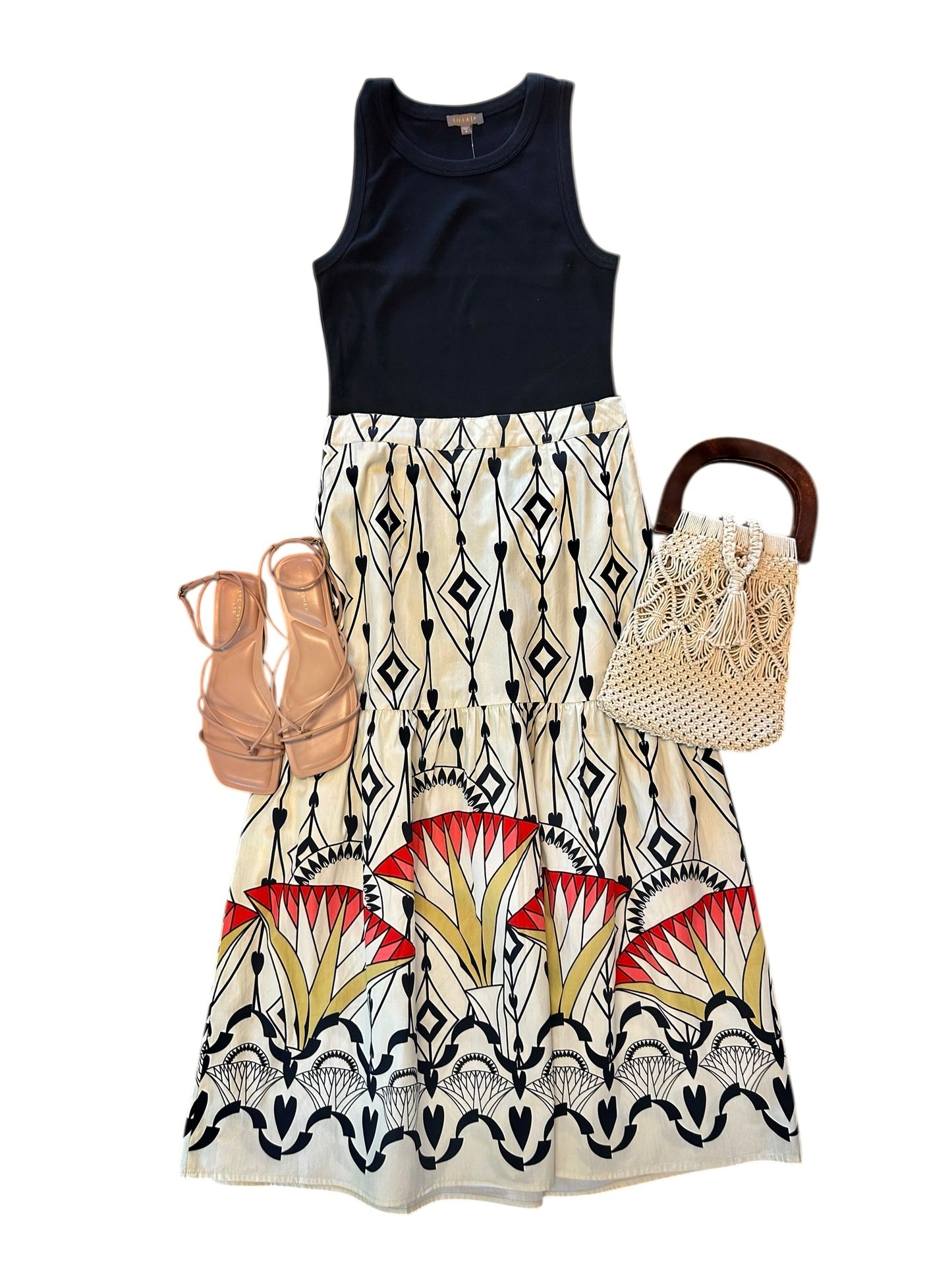 Ada Printed Maxi Skirt in arrow motifs by Maude Vivante