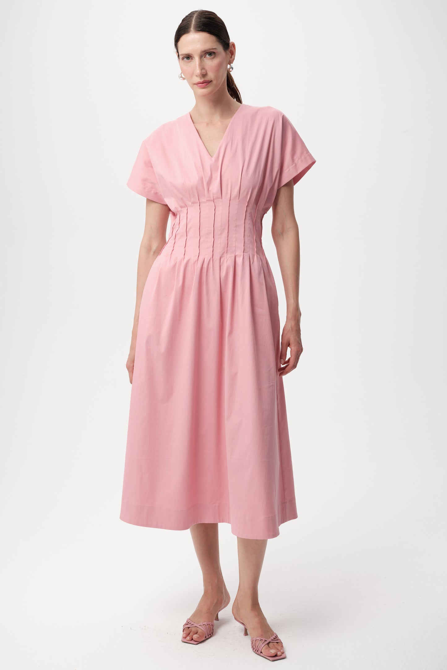 Amaud Solid Dress in pink by Exquise