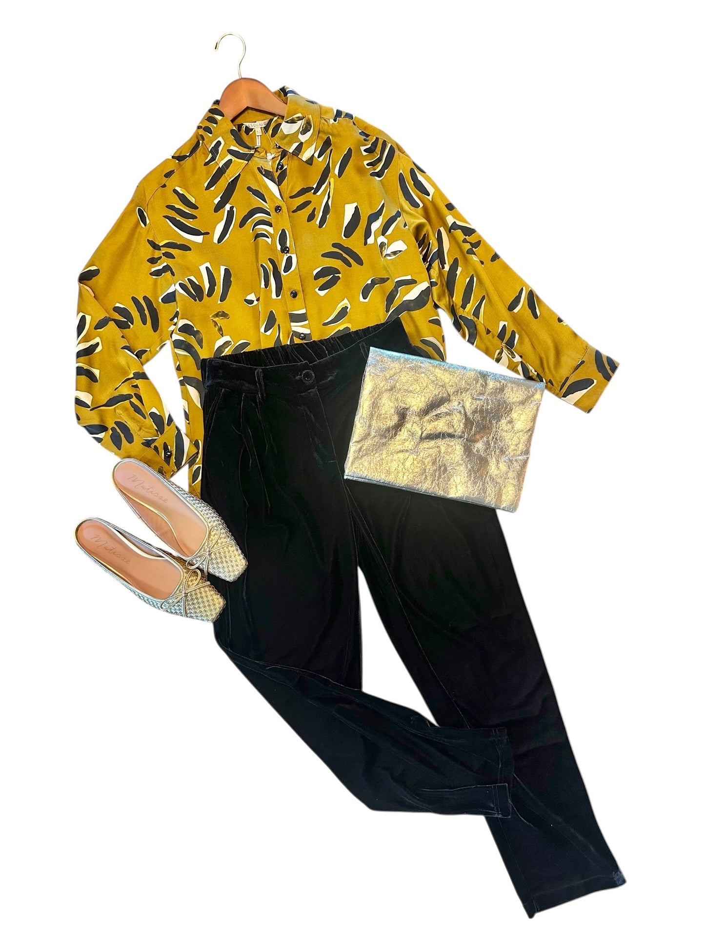 Oversized Button Down Blouse in harmony print by Esqualo