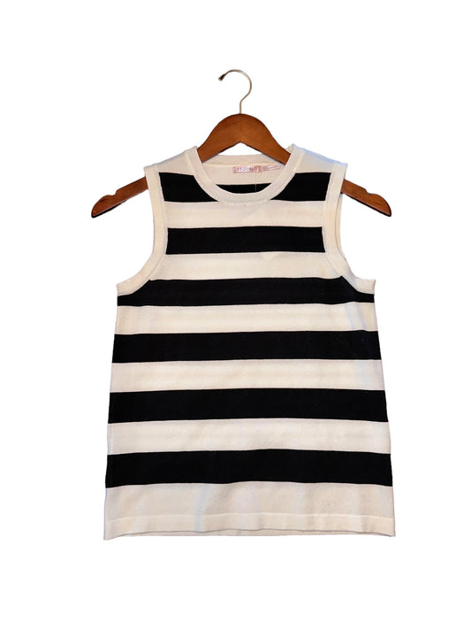 Sleeveless Stripe Sweater Tank in black/white by Esqualo