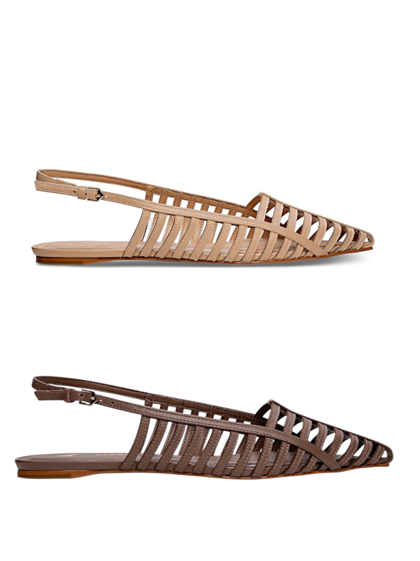 Kara Caged Slingback Flat in mocha by Carrano