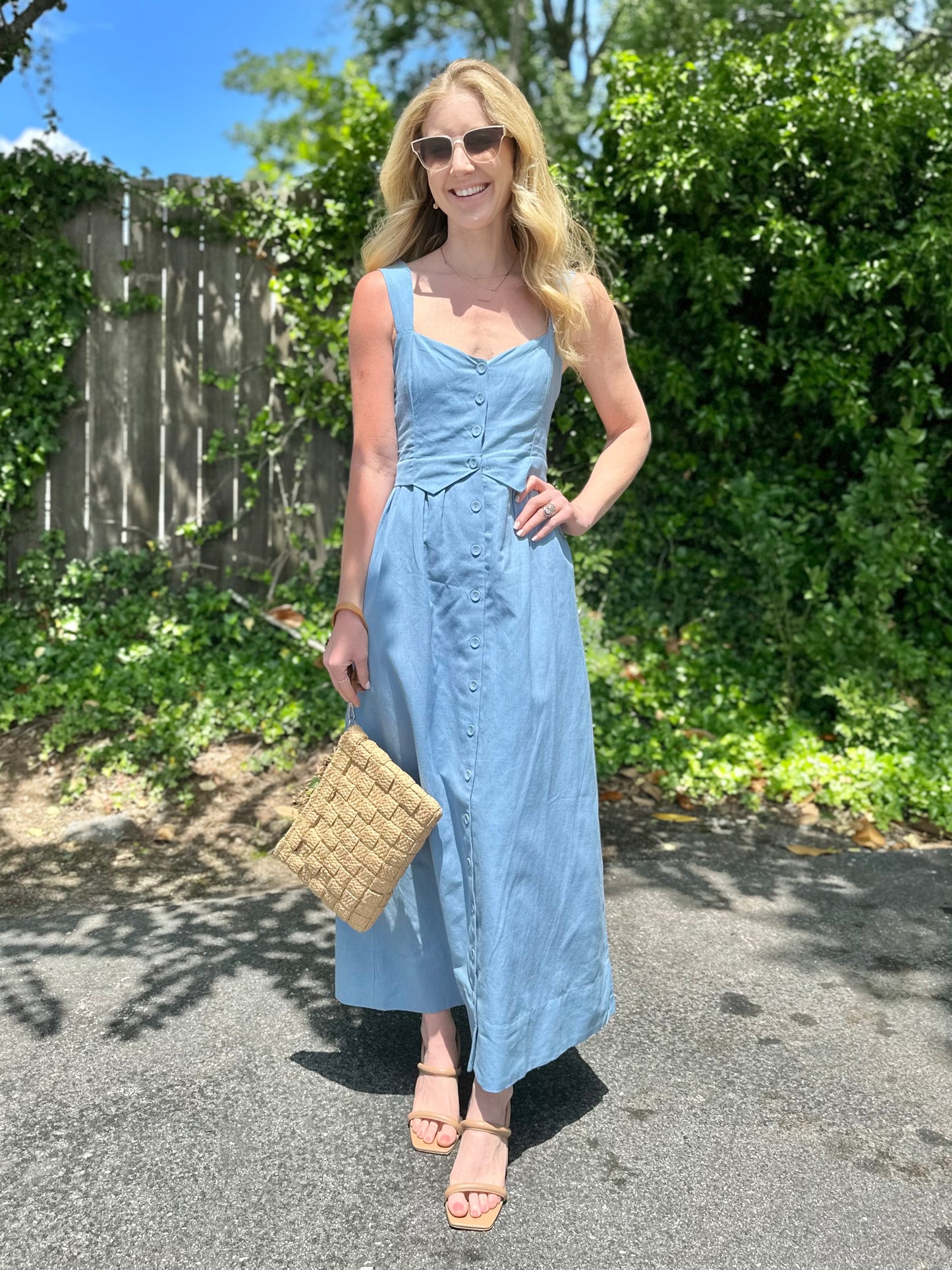 Esther Solid Ankle Dress in dusty blue by Cleobella