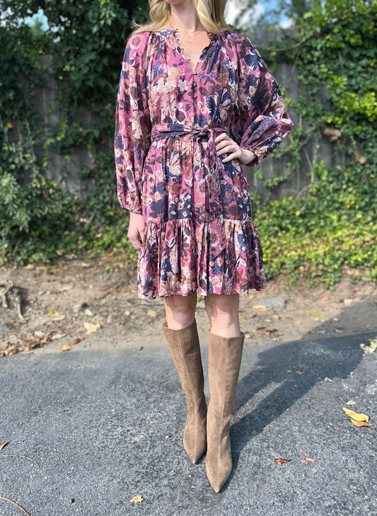 Elvia Printed Mini Dress in bergamo print by Cleobella