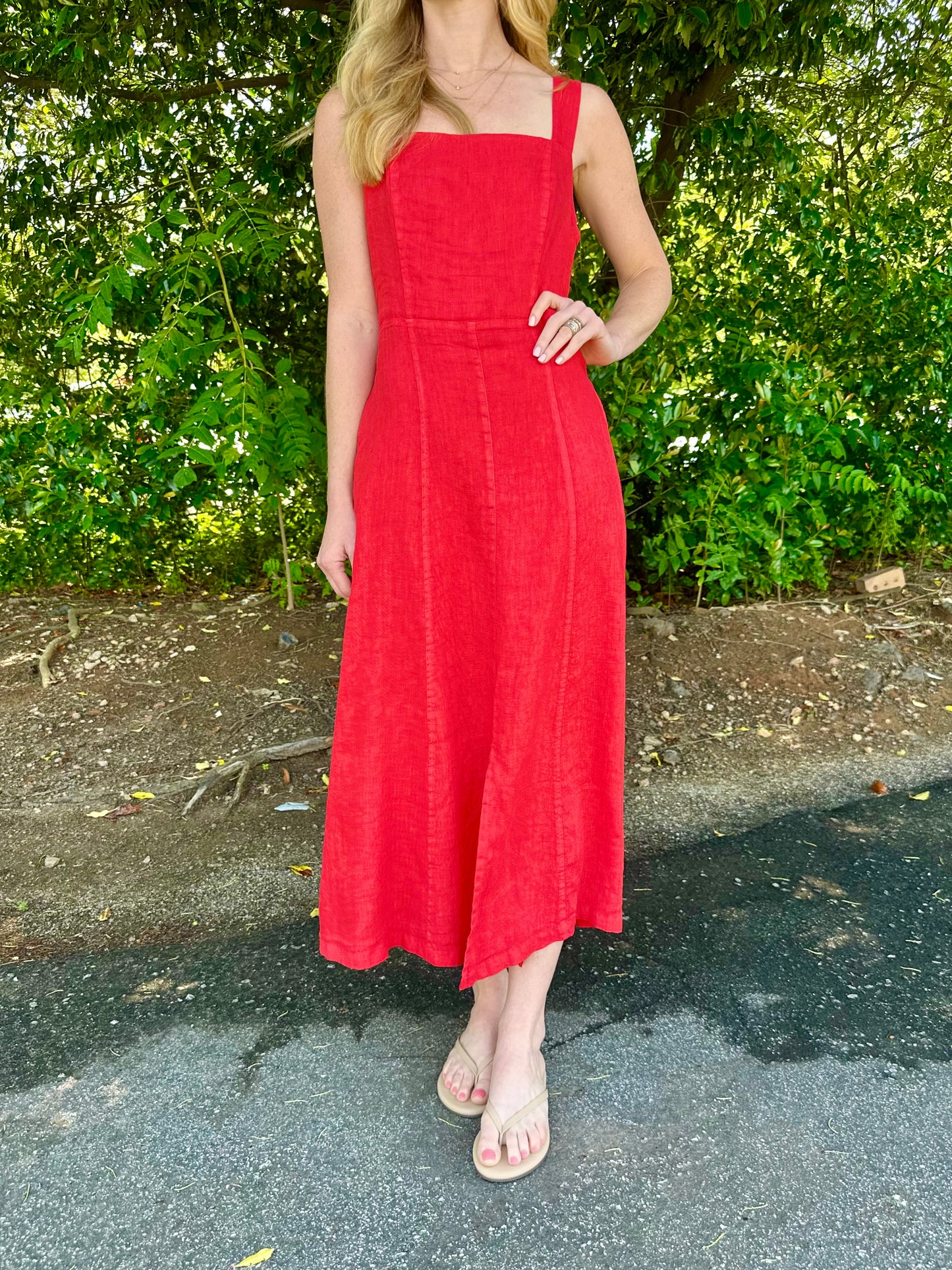 Linen Dress in strawberry by Haris Cotton