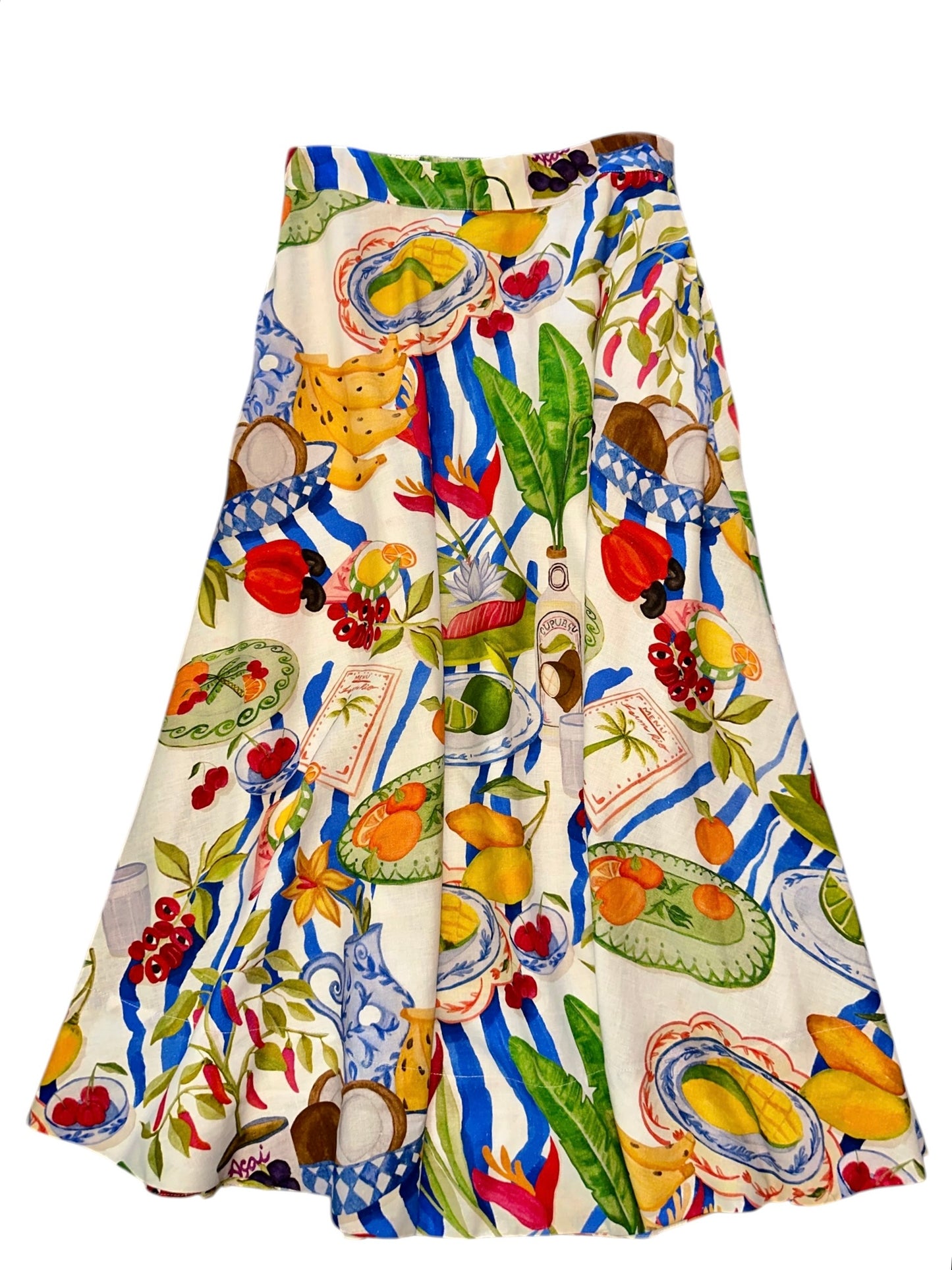 Fresh Table Midi Skirt in off white by Farm Rio