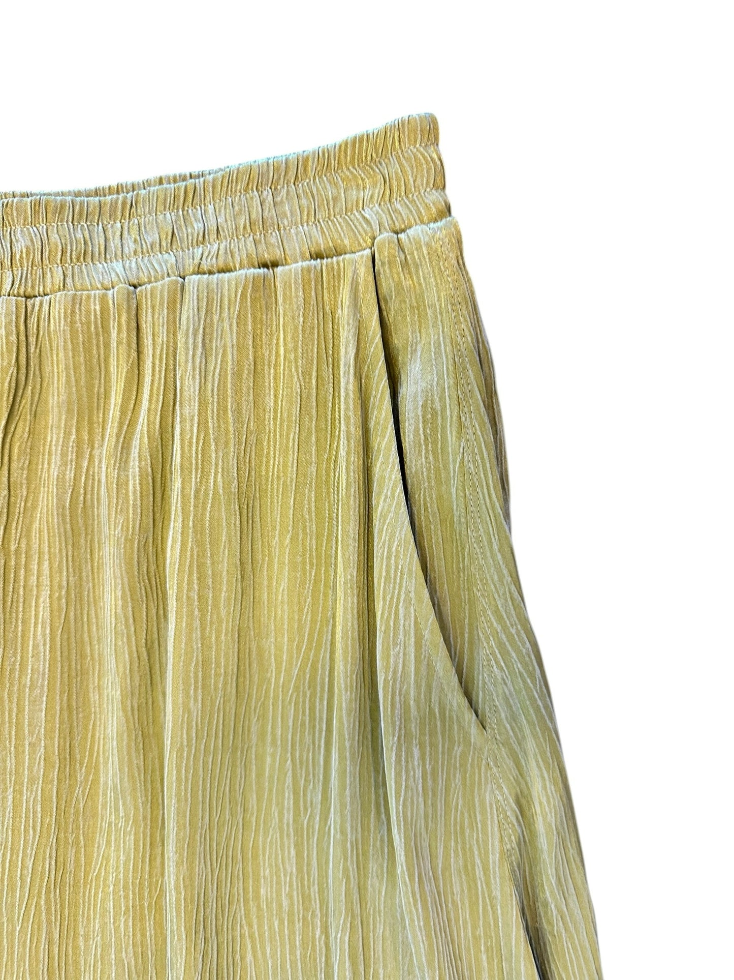 Long Cupro Crinkle Skirt in golden olive by Esqualo