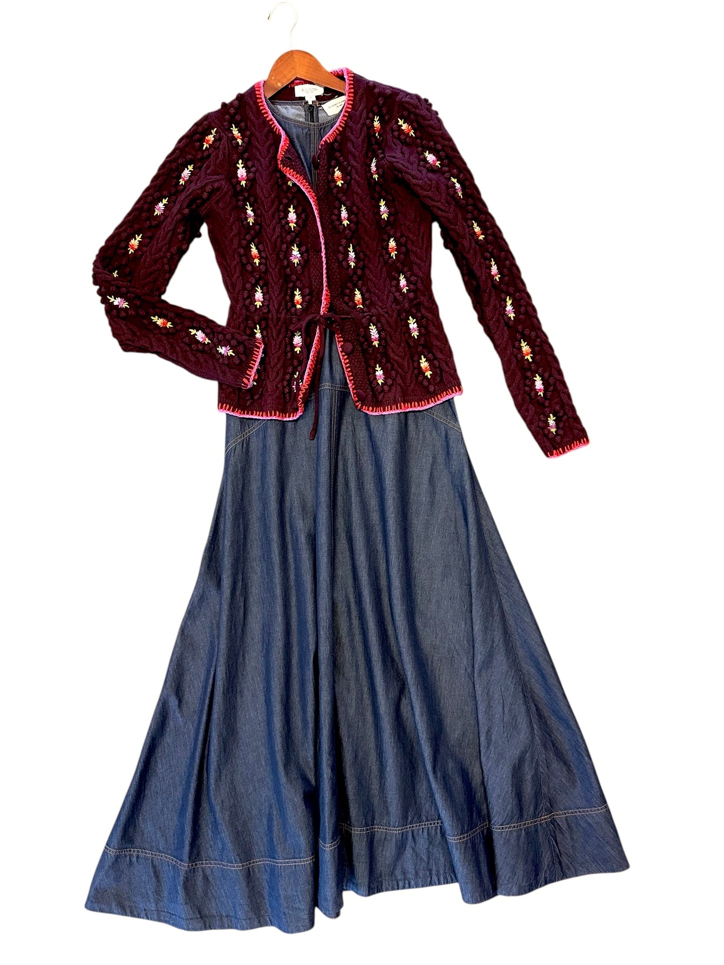 Adrienne Cardigan in burgundy multi by Allison