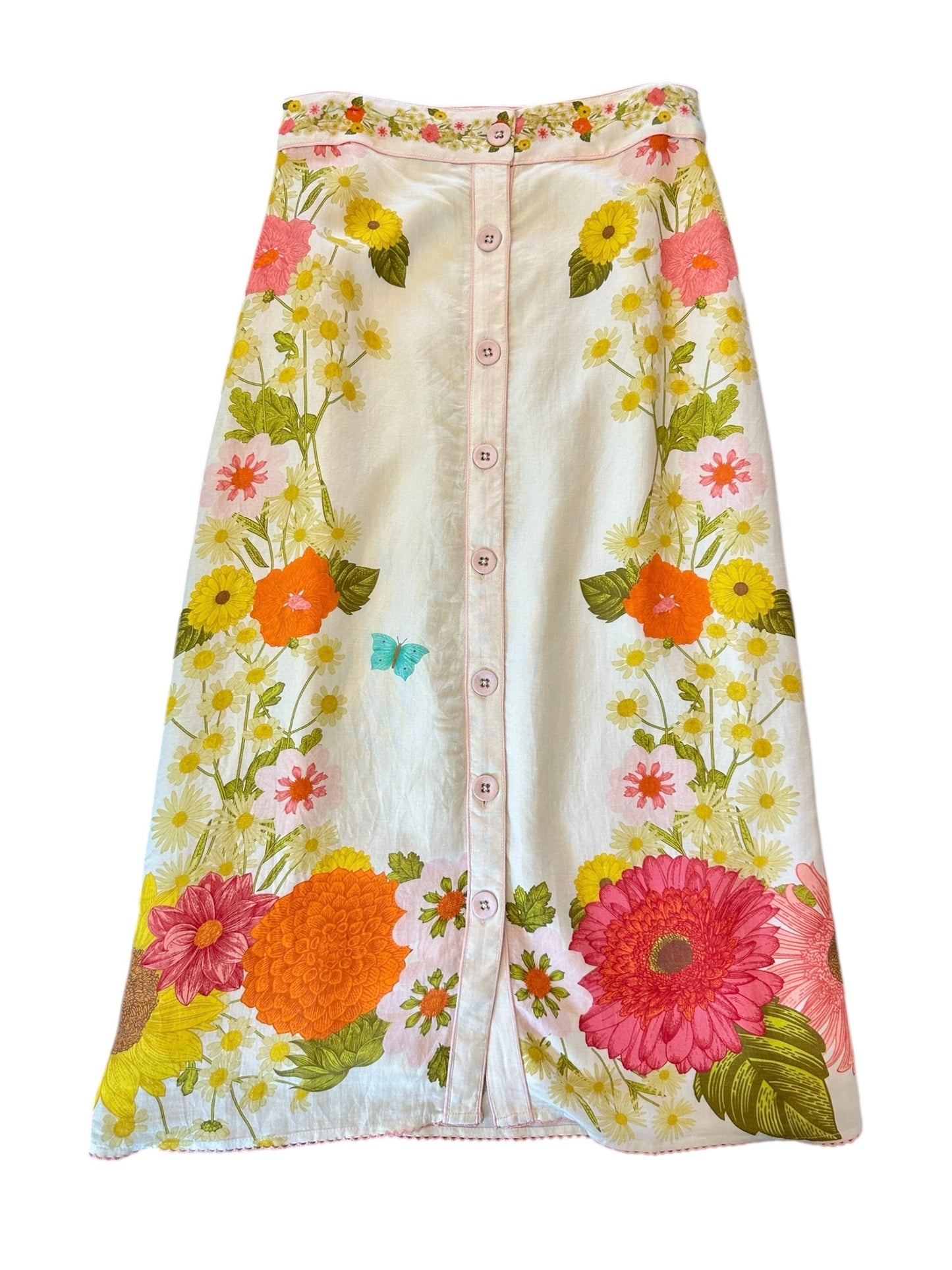 Frannie Printed Midi Skirt in wildflower ivory by Elizabeth James