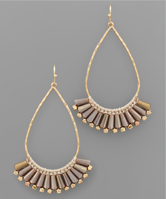 Glass Drop Earrings in taupe