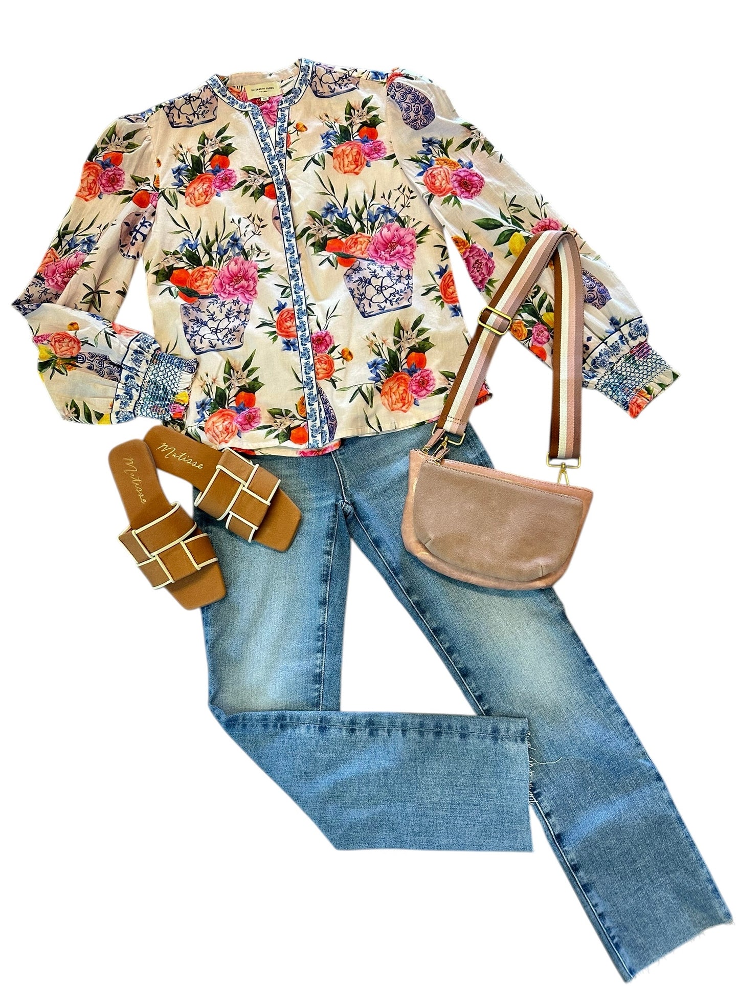 Emily Printed Top in ivory ginger jars by Elizabeth James