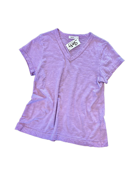 V Neck Short Sleeve Baby Fit Tee in mulberry by Wilt