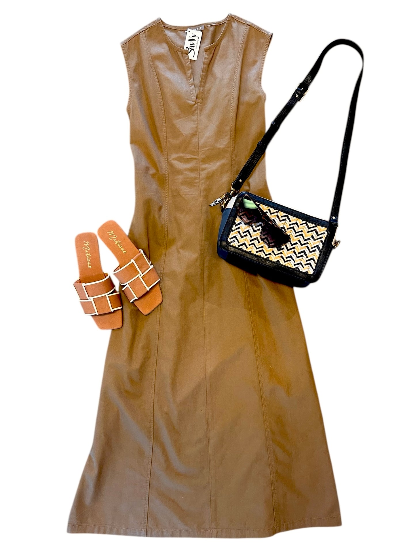Twill Princess Seam Maxi Dress in pecan by Lilla P