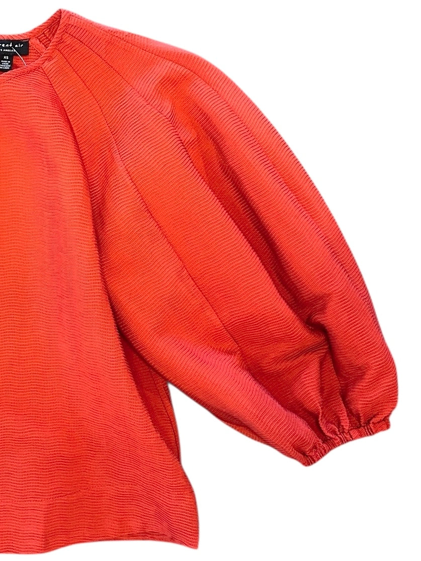 Round Neck Voluminous Paneled 3/4 Sleeve Blouse in amber by Current Air