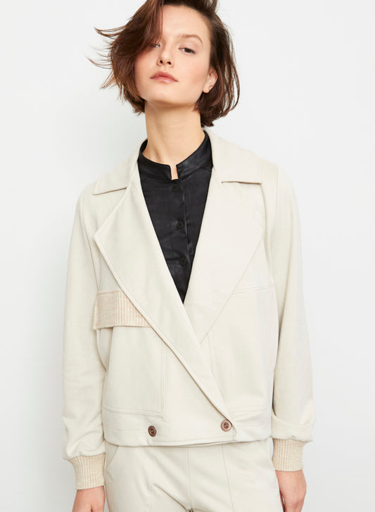 Broad Cupro Jacket in ivory by Aldo Martins
