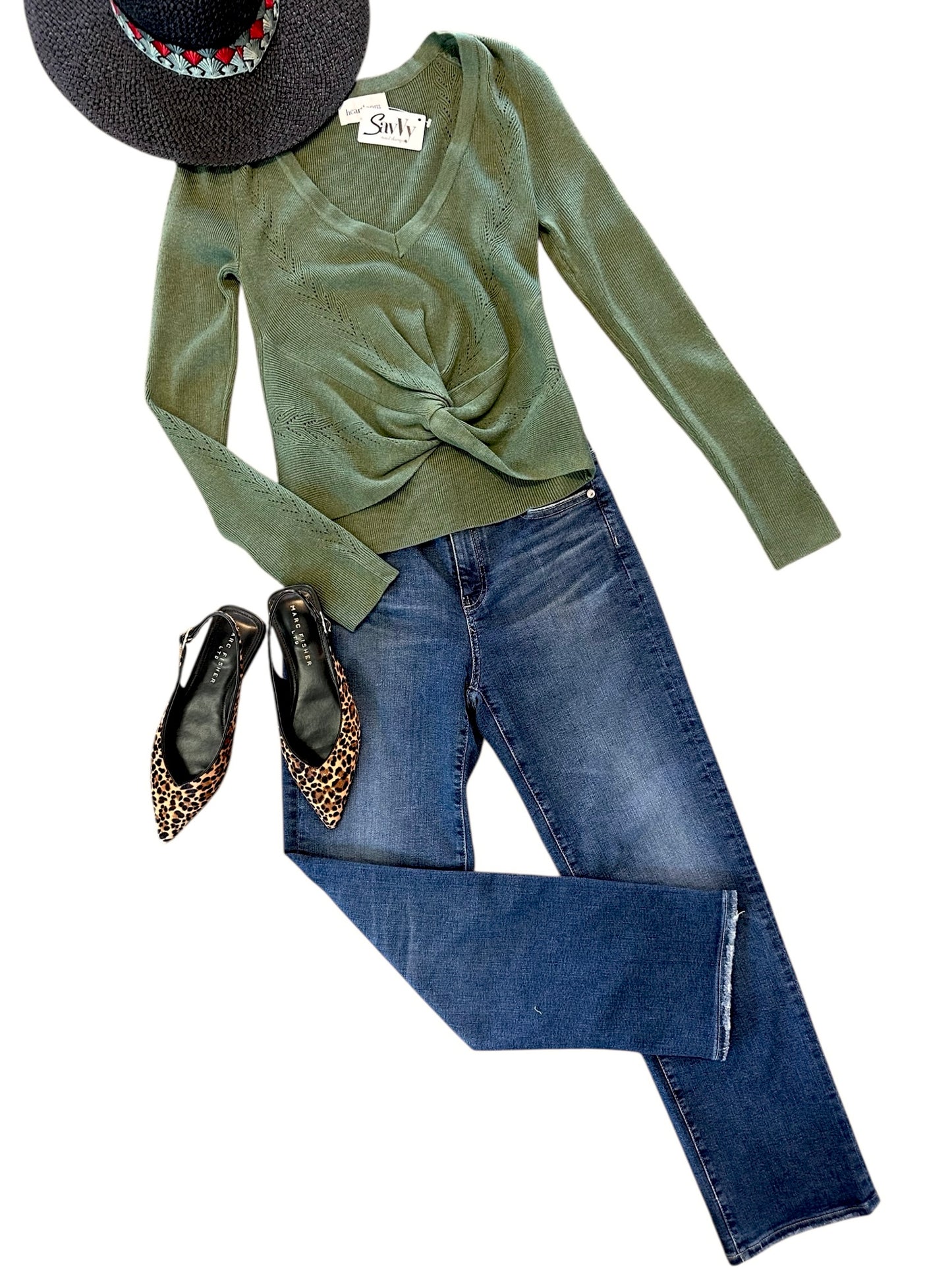 Zazie Sweater Top in forest by Heartloom