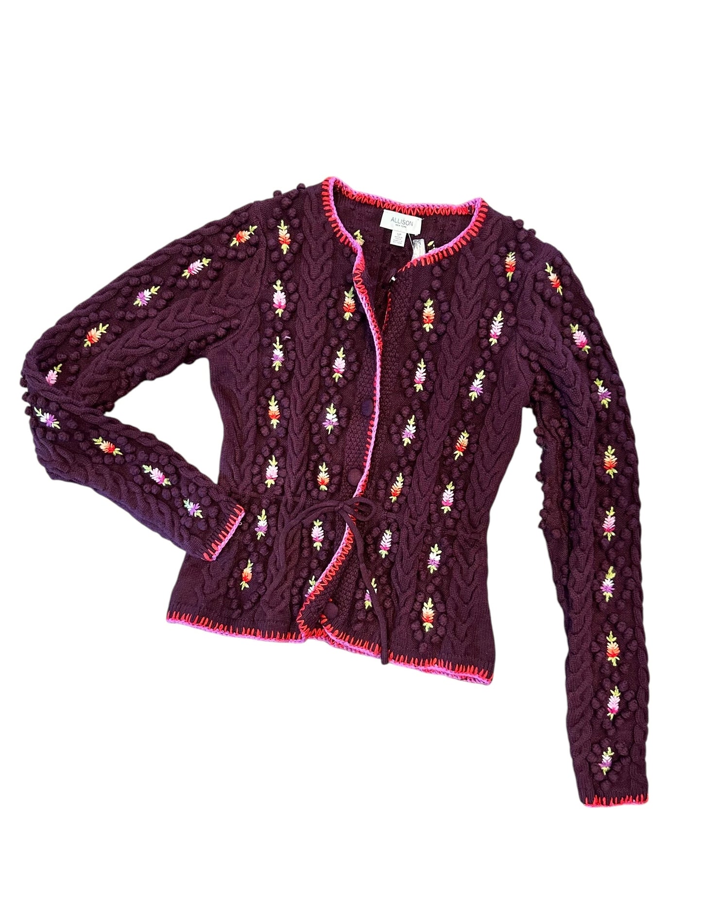 Adrienne Cardigan in burgundy multi by Allison