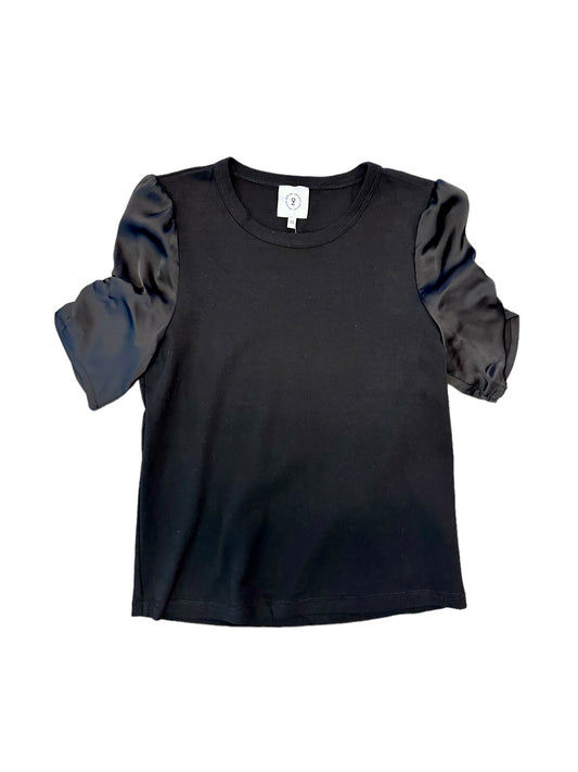 Satin Sleeve Jersey Top in black by 209