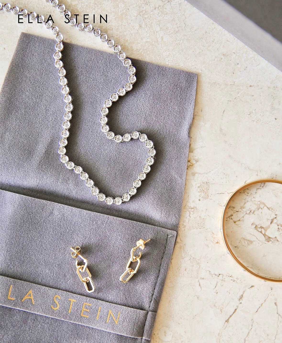 Diamond Essential Tennis Necklace in gold by Ella Stein