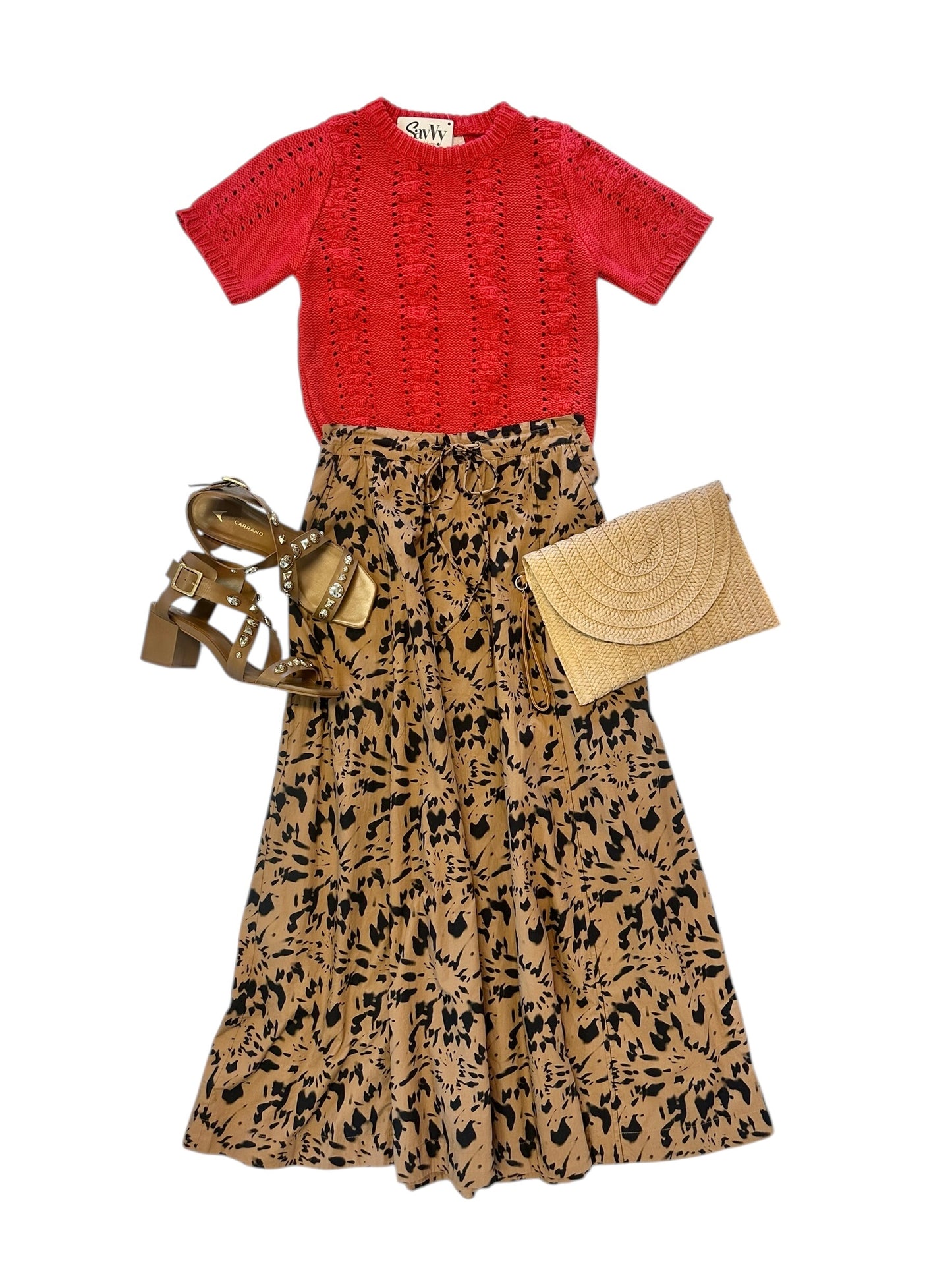 Dorene Ankle Buckle Studded Heel in honey by Carrano