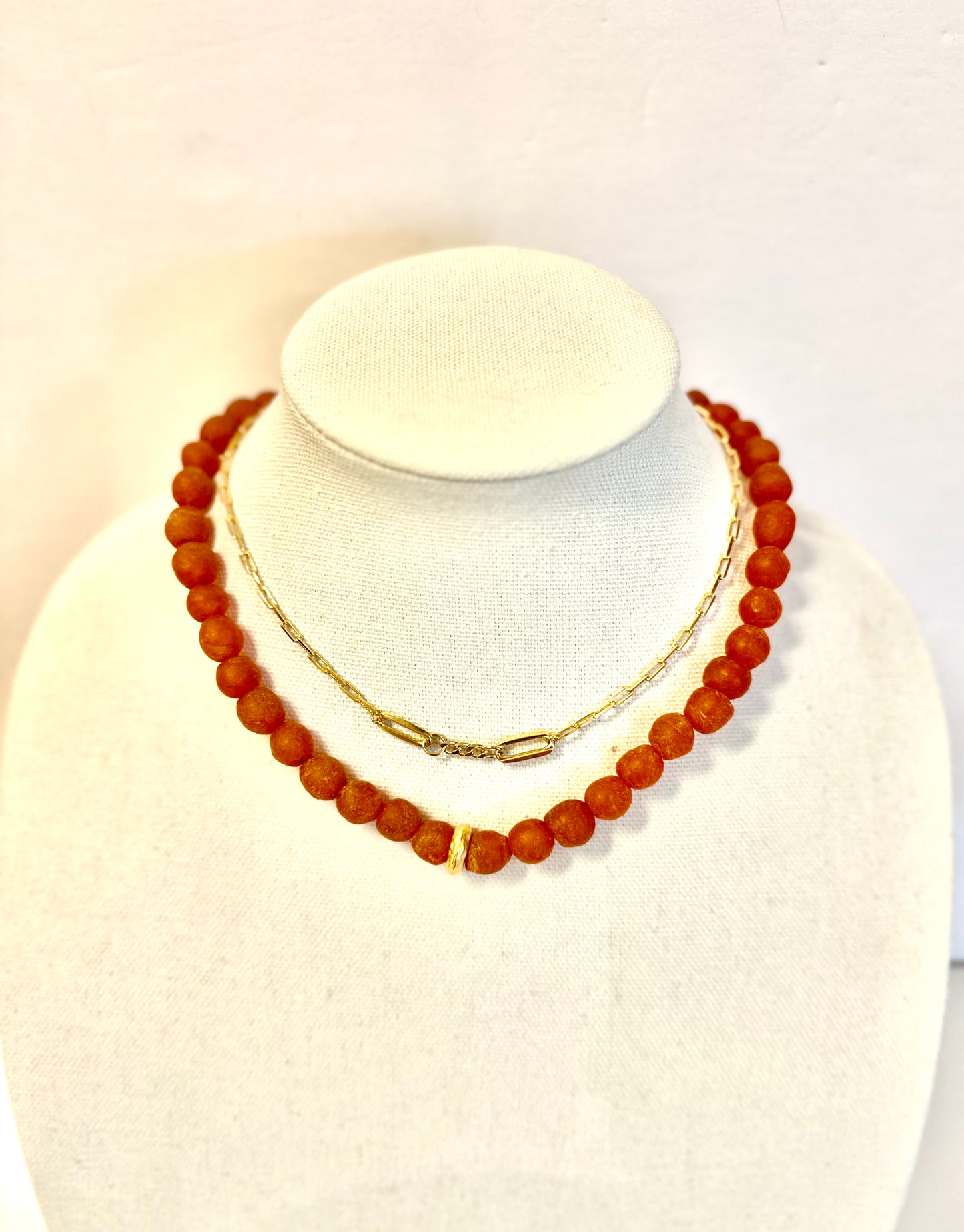16" Glass Washer Necklace in clay by Virtue