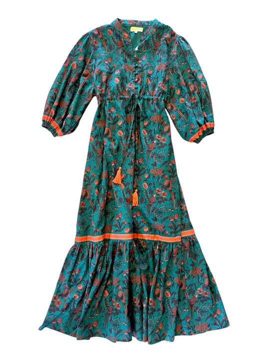 Ravello Printed Maxi Dress in partridge teal by Isla Payal