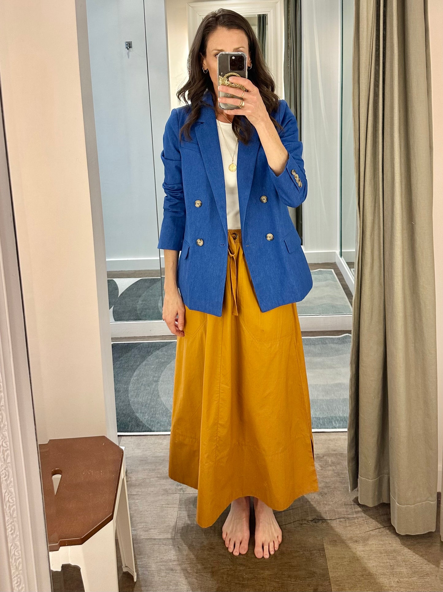 Fernanda Double Breasted Blazer in blue by Lucy Paris