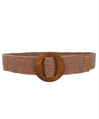 Wooden Circle Buckle Belt in mocha
