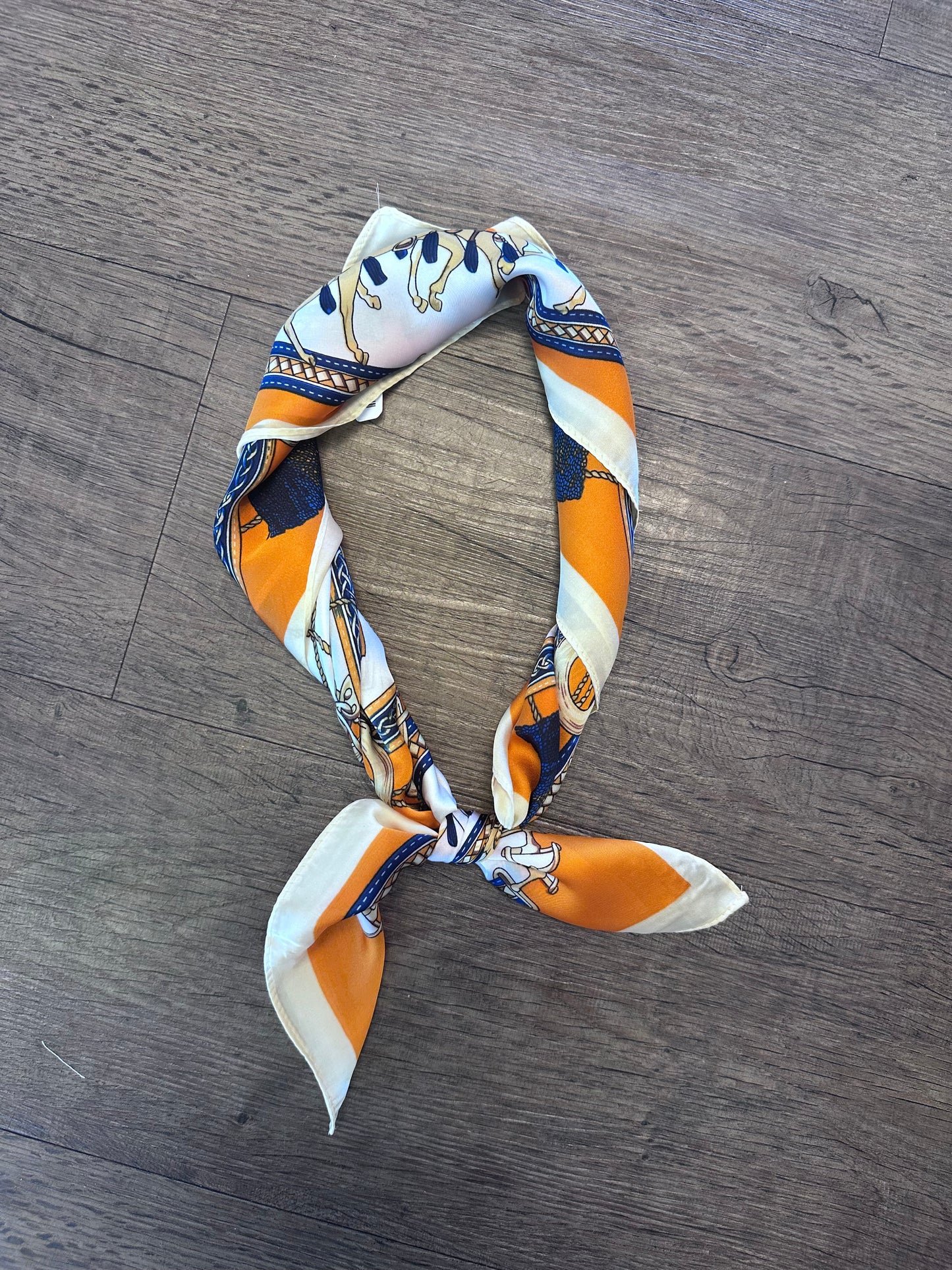 Horse Print Silky Bandana in orange