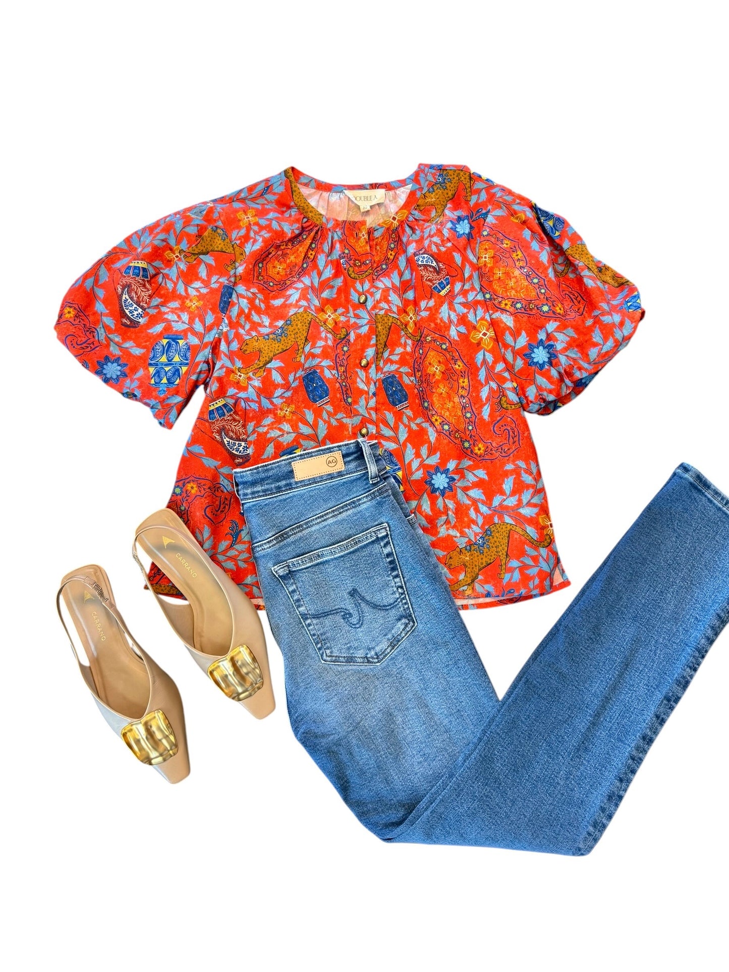 Dylan Printed Top in leopard raj by Double A
