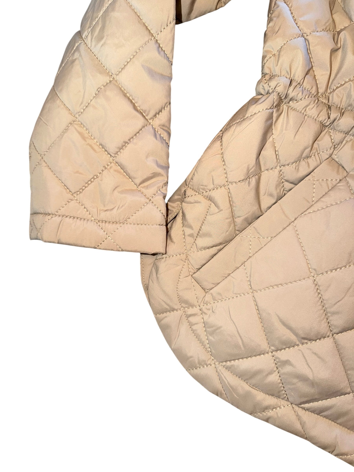 Cinched Waist Puffer Jacket in taupe by J.Society