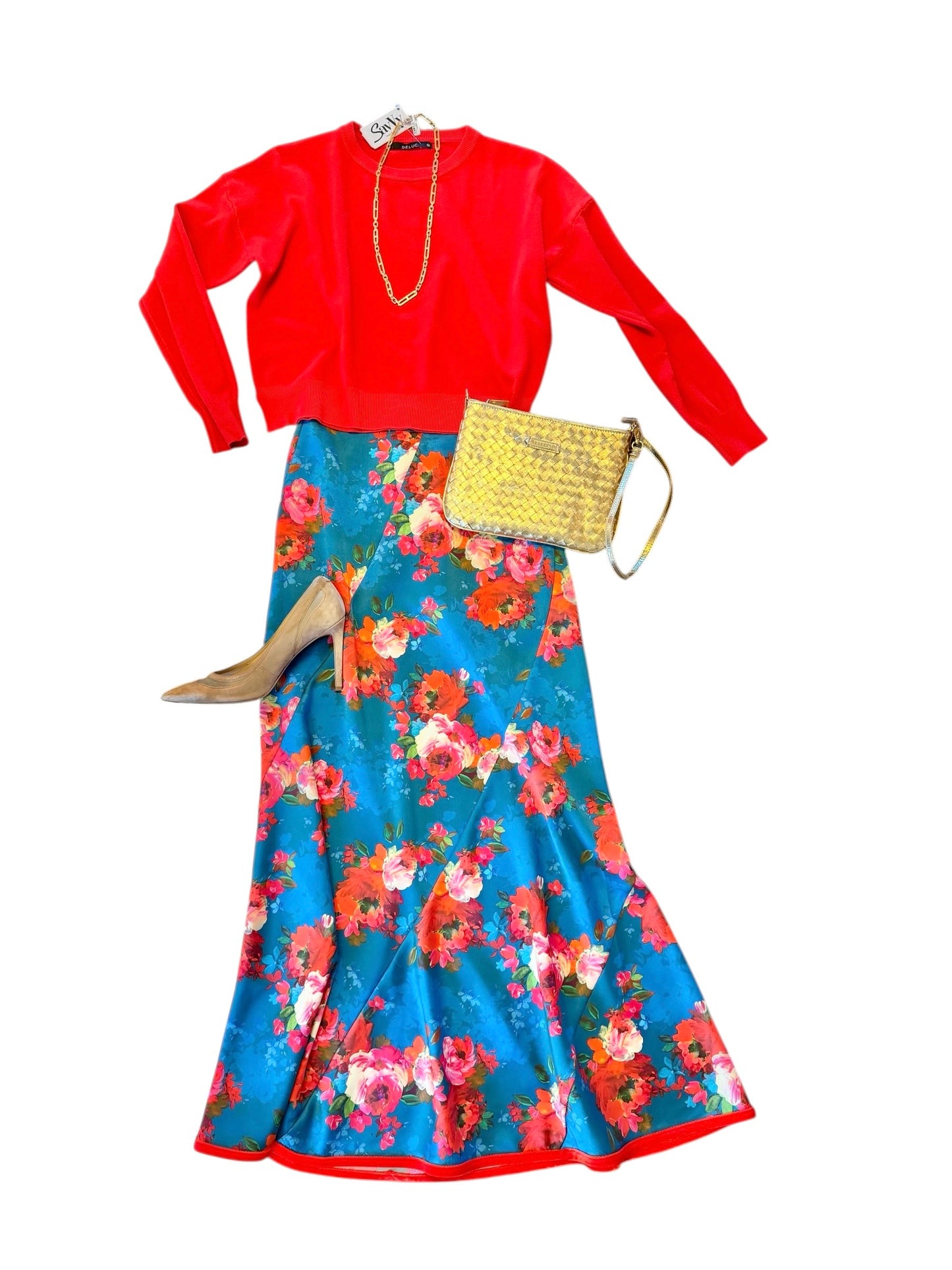Serena Skirt in holiday chintz teal by Elizabeth James