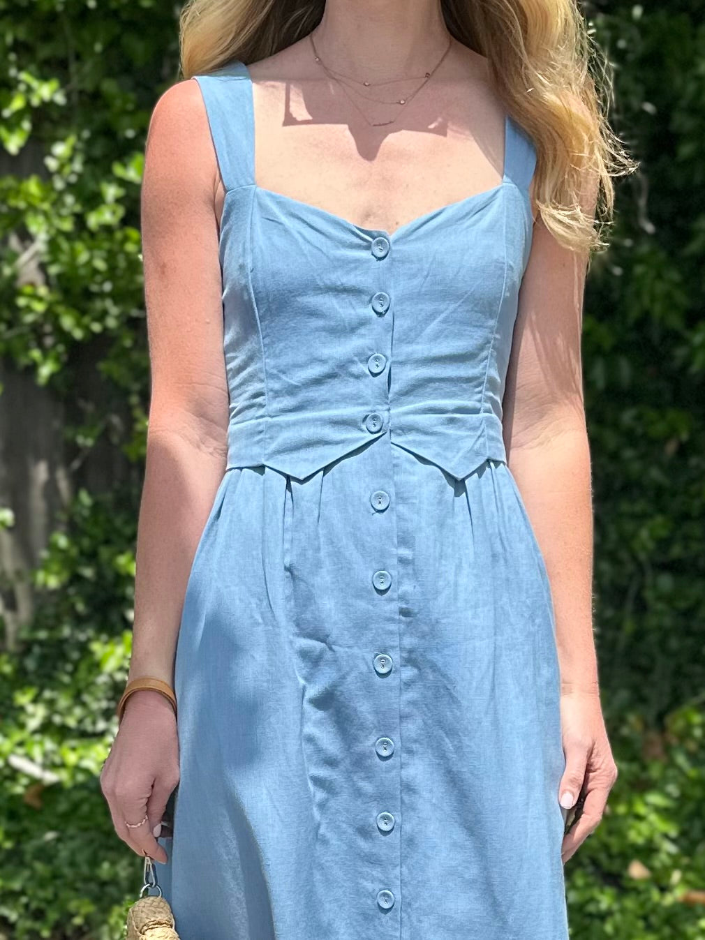 Esther Solid Ankle Dress in dusty blue by Cleobella