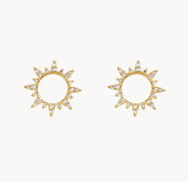 CZ Sun Stud in gold by Secretbox