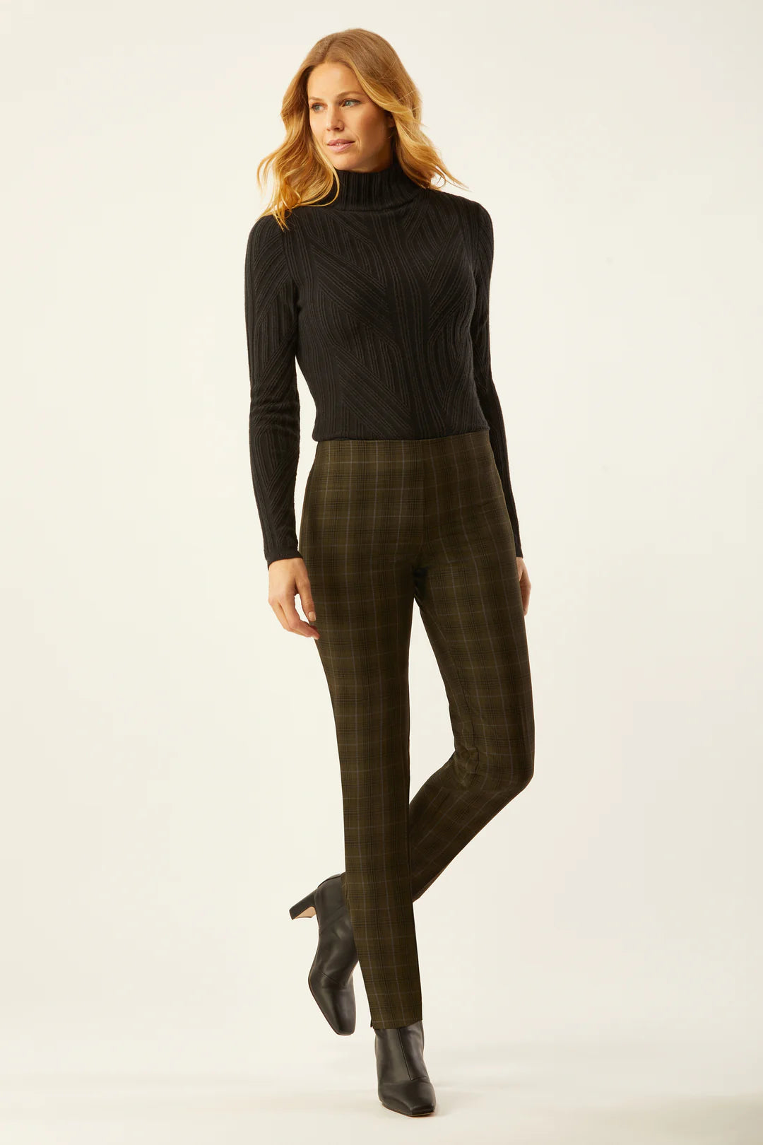 Springfield Classic Pull on Plaid Pant in olive/black by Ecru