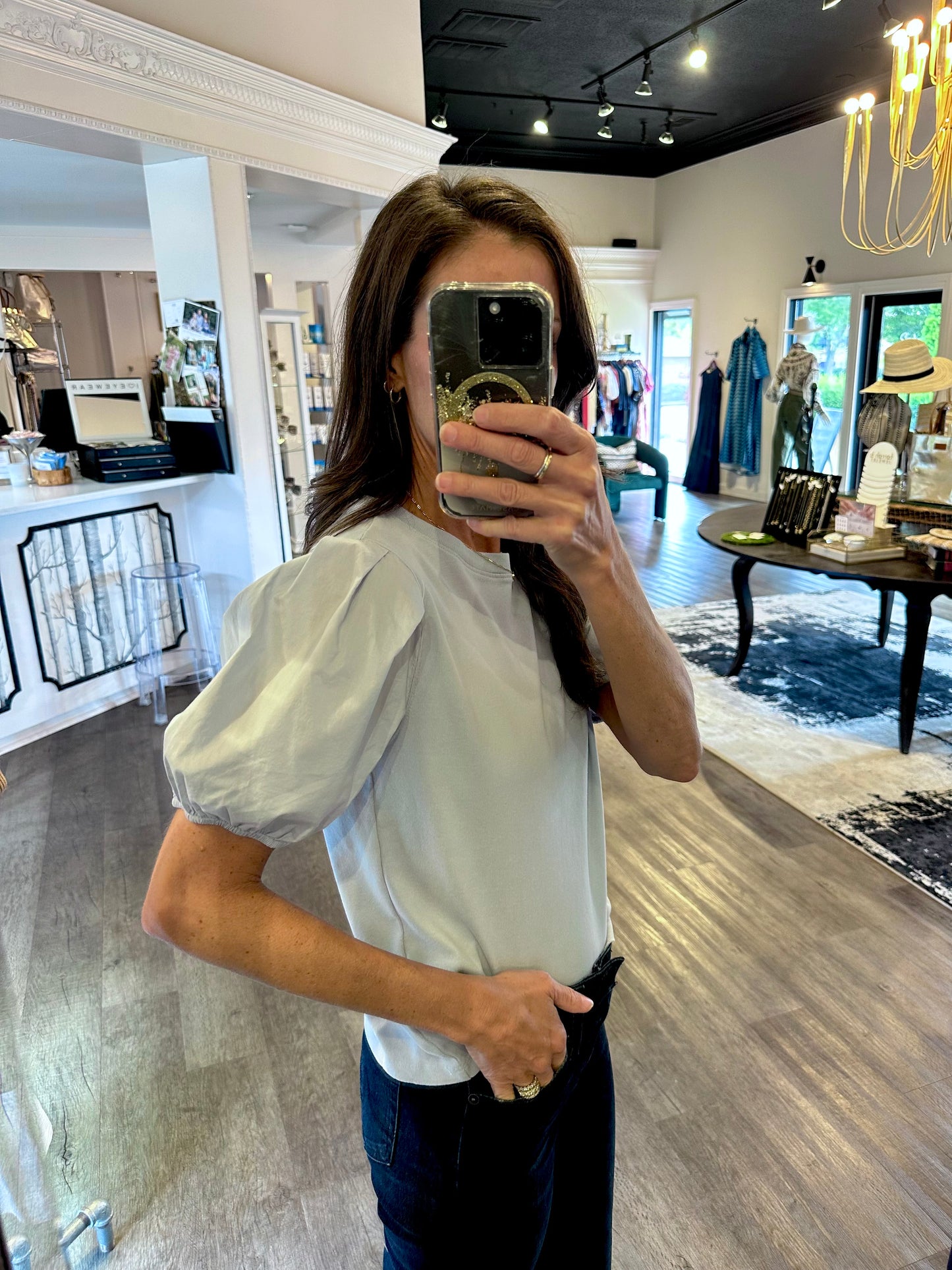 Cate Jude Rib Top in light sky by Dylan