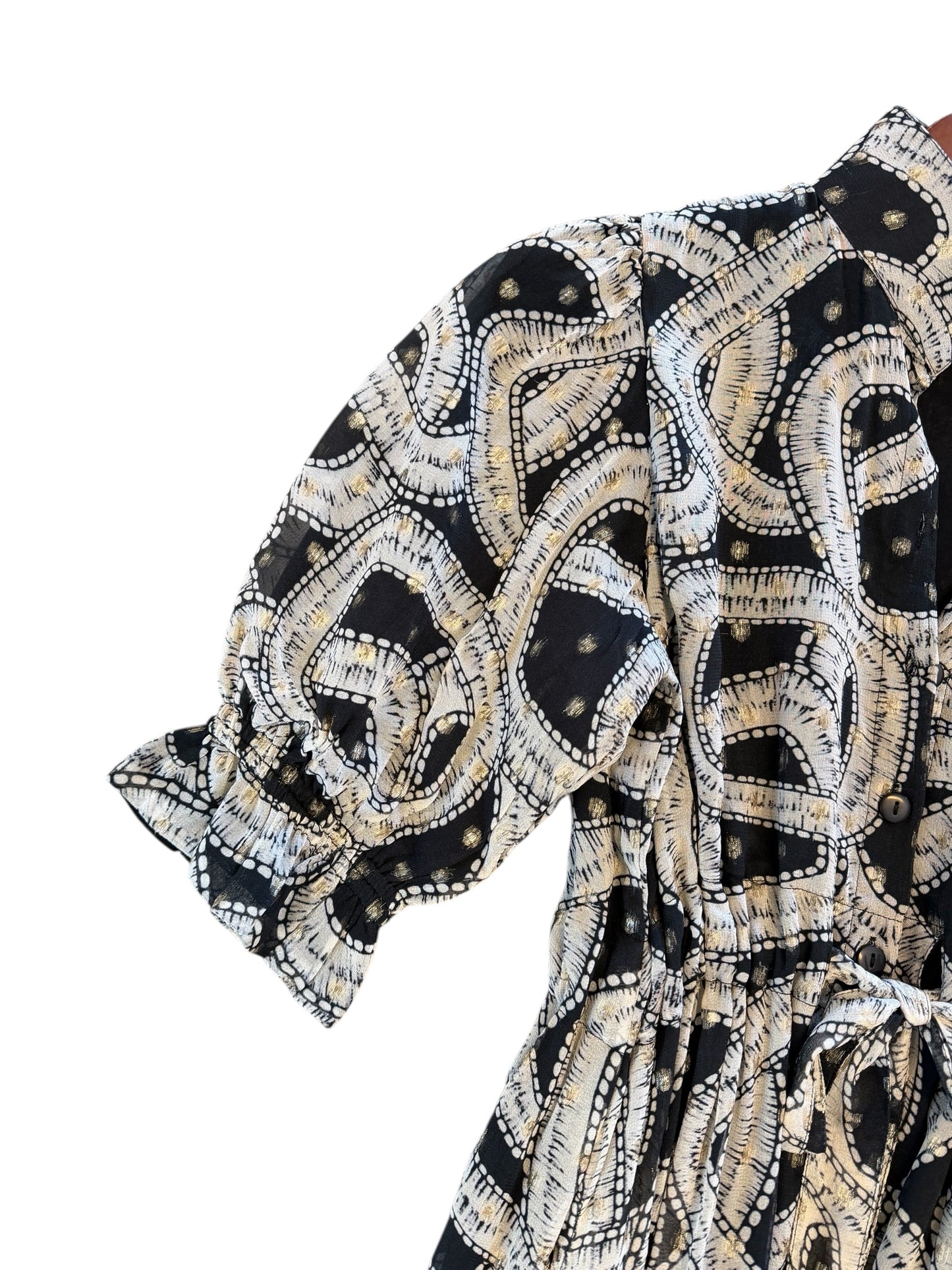 Catherine Shirt Dress in holiday geo cream by Holly Shae