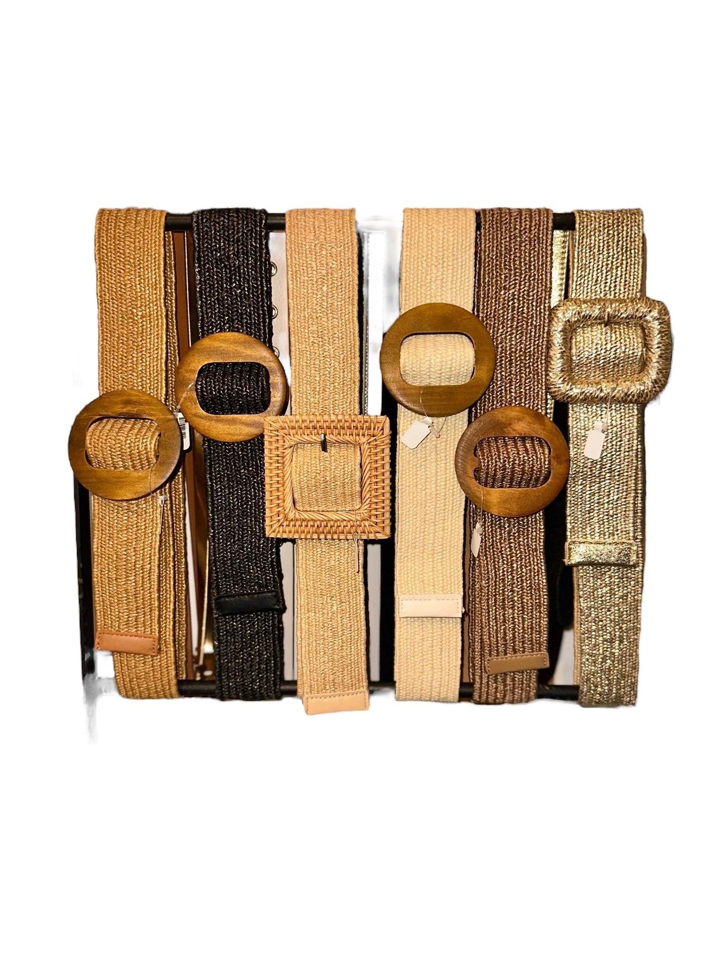 Wooden Circle Buckle Belt in ivory