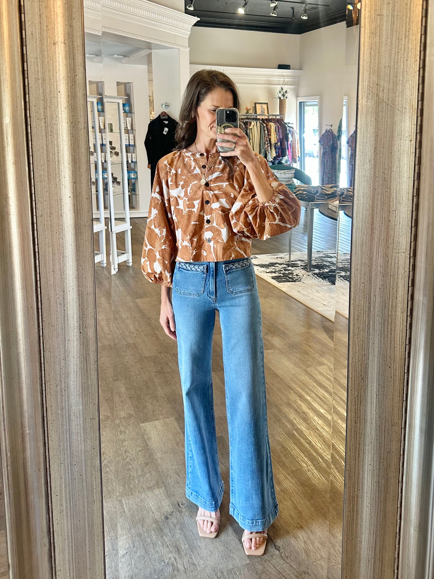 Giuletta Wide Leg Jean in light blue denim by Maison Hotel