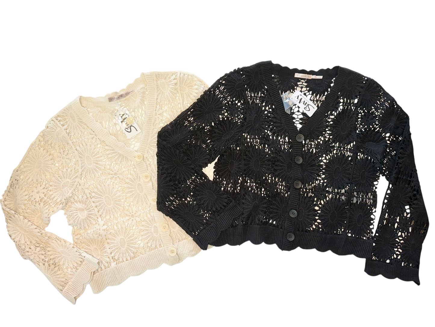 Crochet Cardigan in black by Esqualo