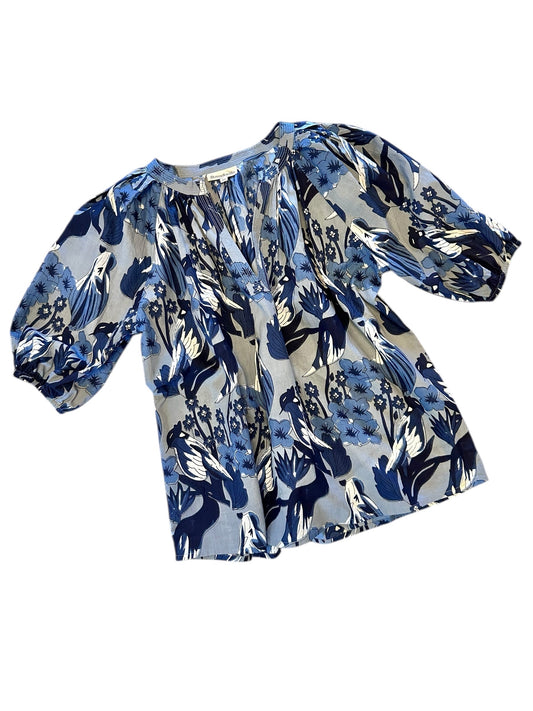 Sallie Anne Blouse in blue bird by Fitzroy & Willa