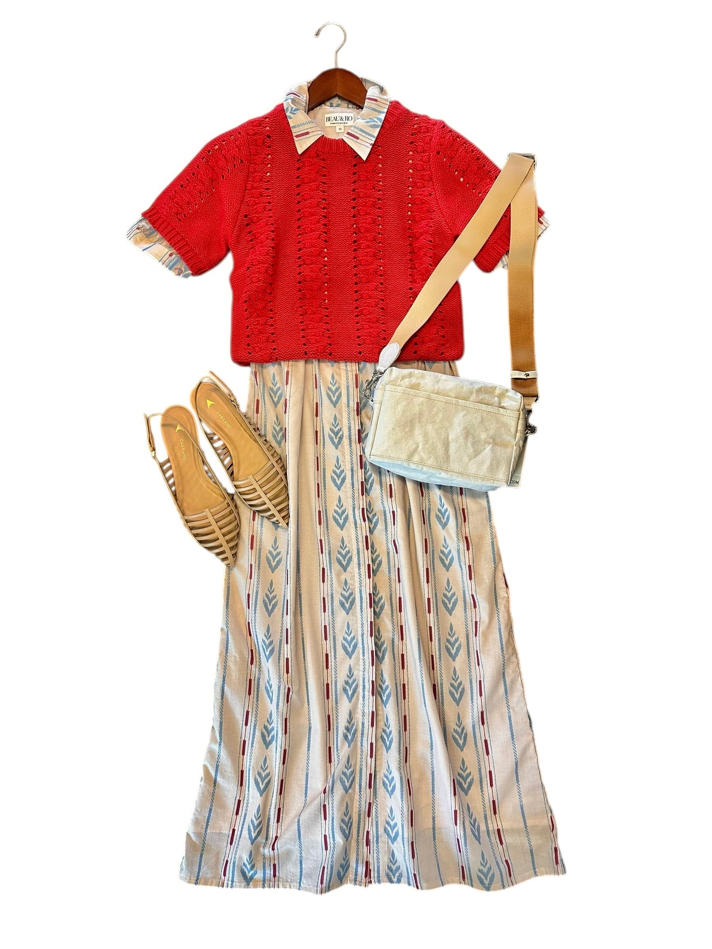 Kris Ikat Stripe Dress in ivory by Beau & Ro