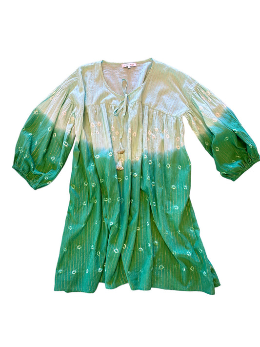 Treviso Tie Dye & Tassel Dress in green by Rosebud