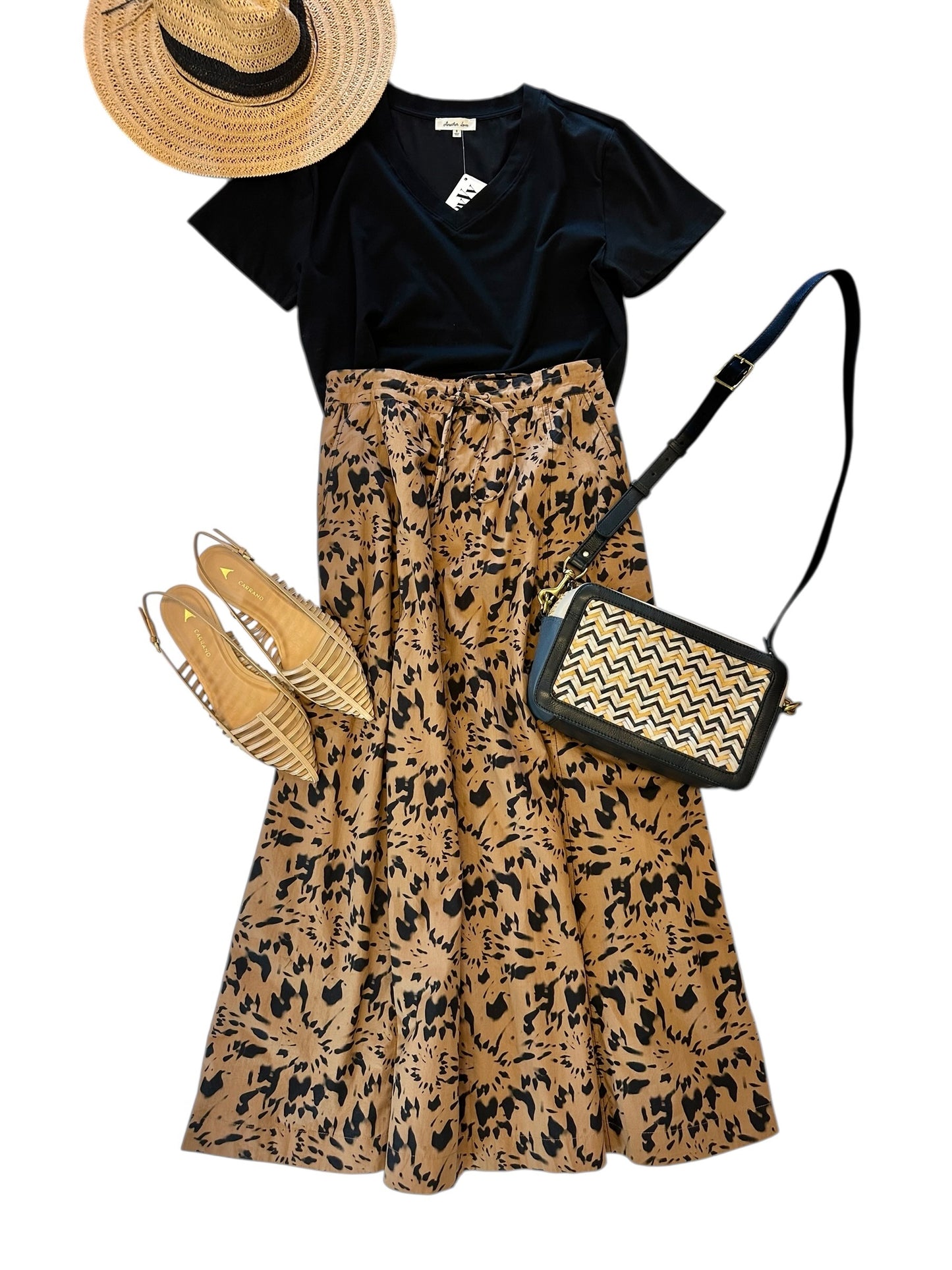 Paneled Maxi Skirt in animal floral by Lilla P
